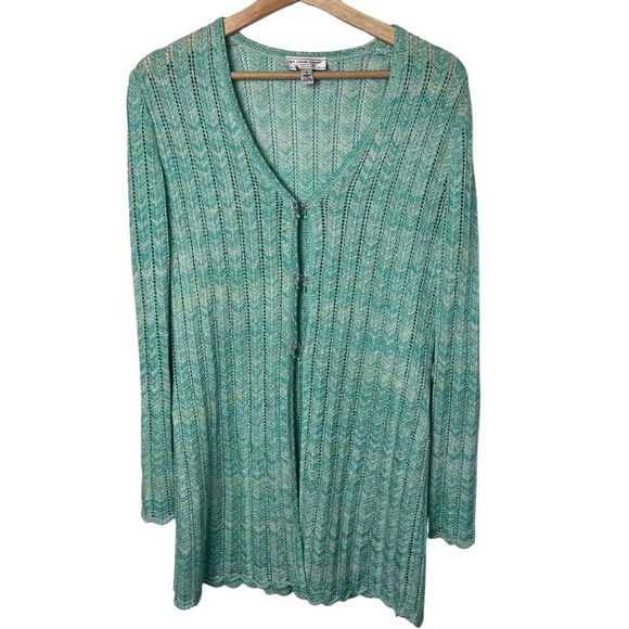 St. John Sport Aqua Blue Sweater Cardigan Jewel Closures Soft Feminine Small - Picture 1 of 11